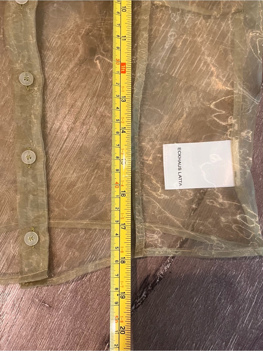 Eckhaus Latta SS18 float blouse made of sheer synthetic organza Sz S - Picture 8 of 10